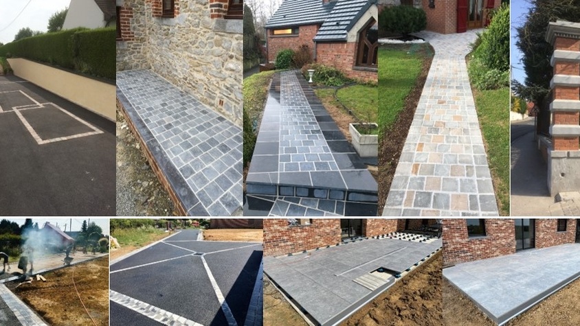 Aménagement extérieur : gabion, enrobé, pavé, pierre bleue